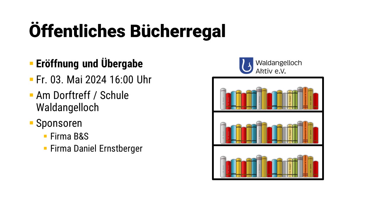 Öffentliches Bücherregal - Kleine Feier am Fr 03. Mai