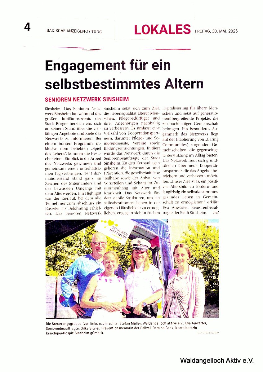 BAZ Engagemenet für ein selbstbestimmtes Altern
